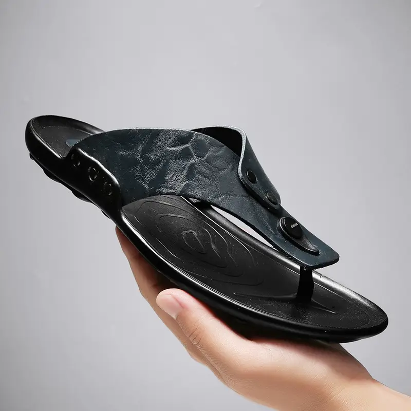 Cross-border men's sandals and slippers summer foreign trade outdoor leather flip-flops sandals leather beach men's sandals slippers - Image 4