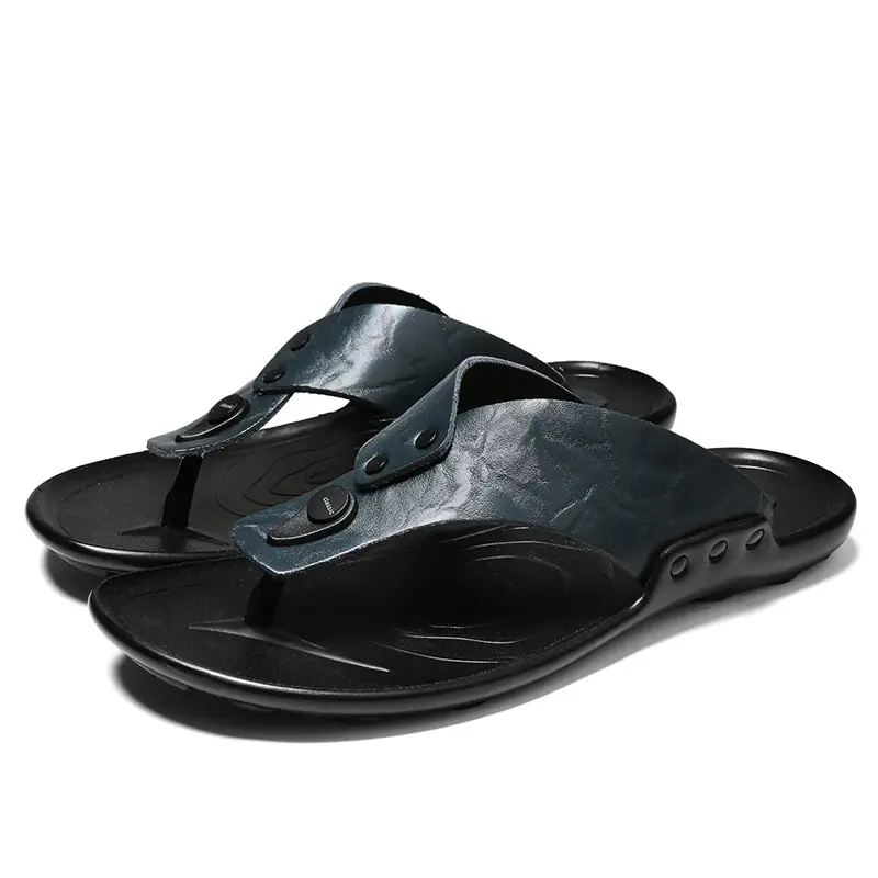 Cross-border men's sandals and slippers summer foreign trade outdoor leather flip-flops sandals leather beach men's sandals slippers - Image 3