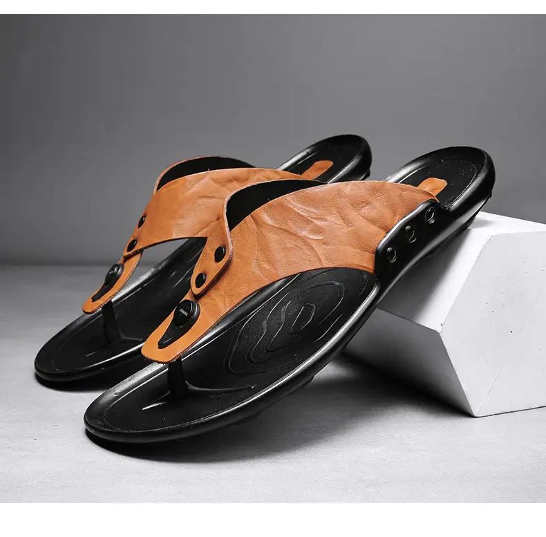 Cross-border men's sandals and slippers summer foreign trade outdoor leather flip-flops sandals leather beach men's sandals slippers — feature 11