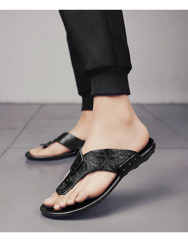 Cross-border men's sandals and slippers summer foreign trade outdoor leather flip-flops sandals leather beach men's sandals slippers — feature 15