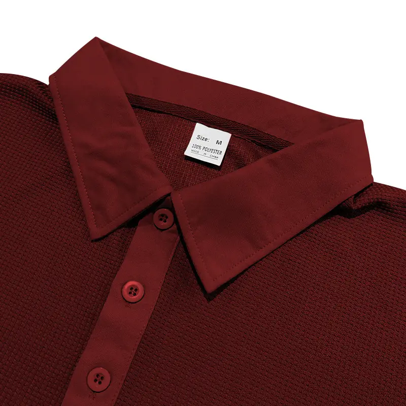 Men's Black Waffled Polo Shirt Collar Summer — feature 13