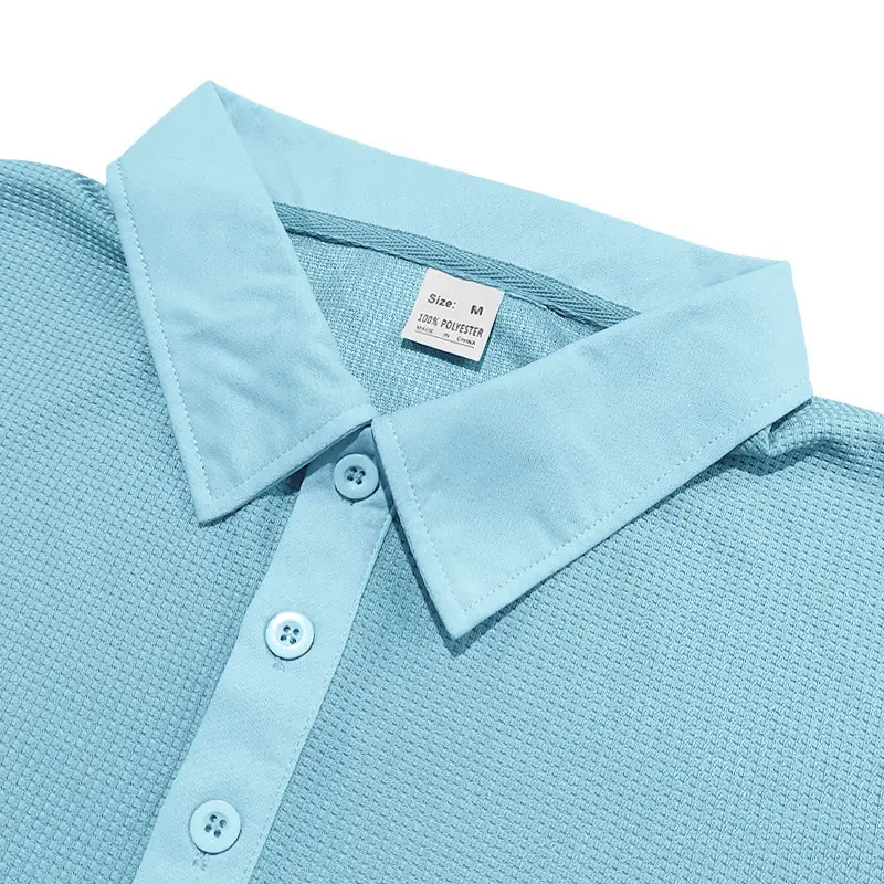 Men's Black Waffled Polo Shirt Collar Summer — feature 31