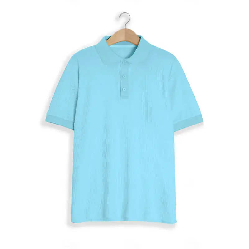 Men's Black Waffled Polo Shirt Collar Summer — feature 33