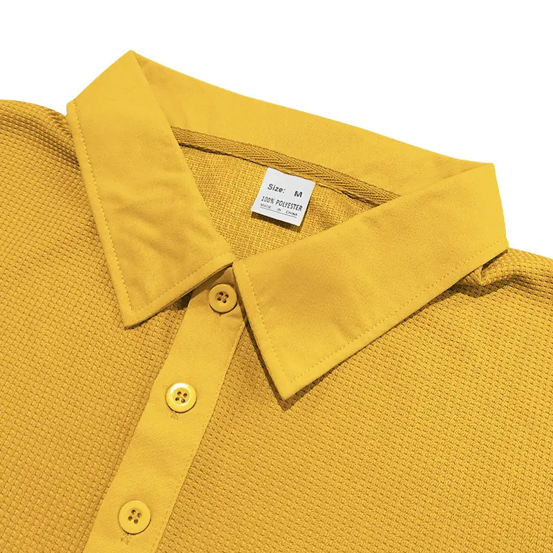 Men's Black Waffled Polo Shirt Collar Summer — feature 4