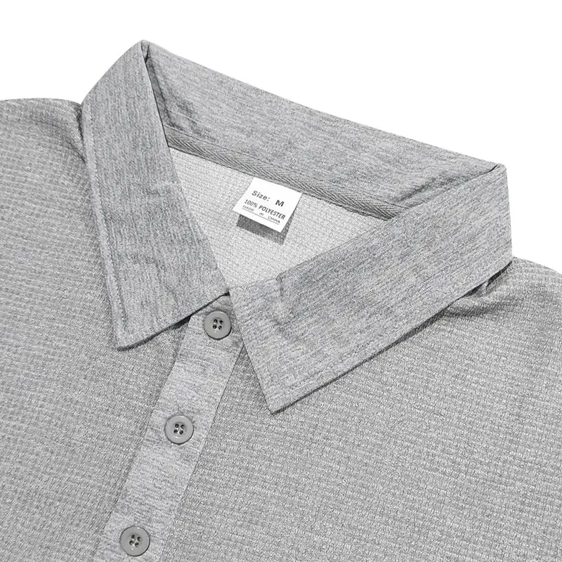 Men's Black Waffled Polo Shirt Collar Summer — feature 40