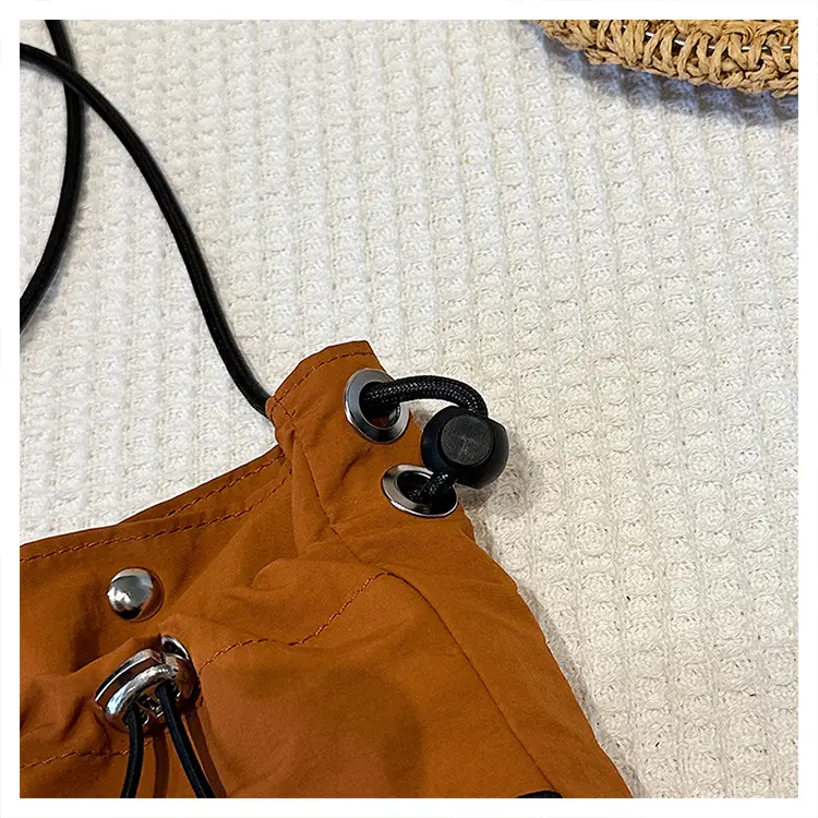 Women's Drawstring Phone Bag Beige Nylon Lightweight — feature 33