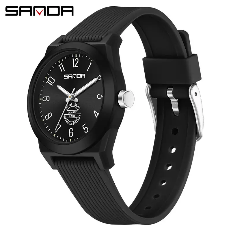 Sanda Black Quartz Watch Waterproof Luminous Student Friendly - Image 7