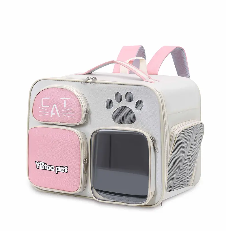 Portable Cat Pet Bag with Paw Print Design