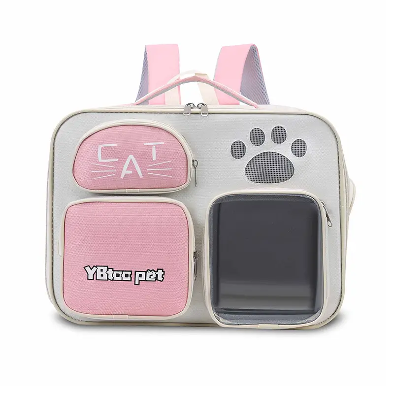 Portable Cat Pet Bag with Paw Print Design