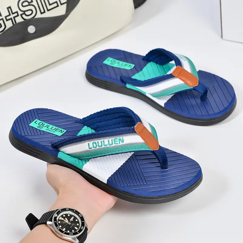 Men's Green Orange Beach Flip Flops Non-Slip Summer - Image 10