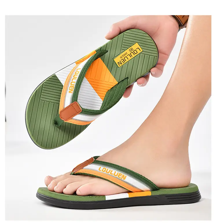Men's Green Orange Beach Flip Flops Non-Slip Summer — feature 10