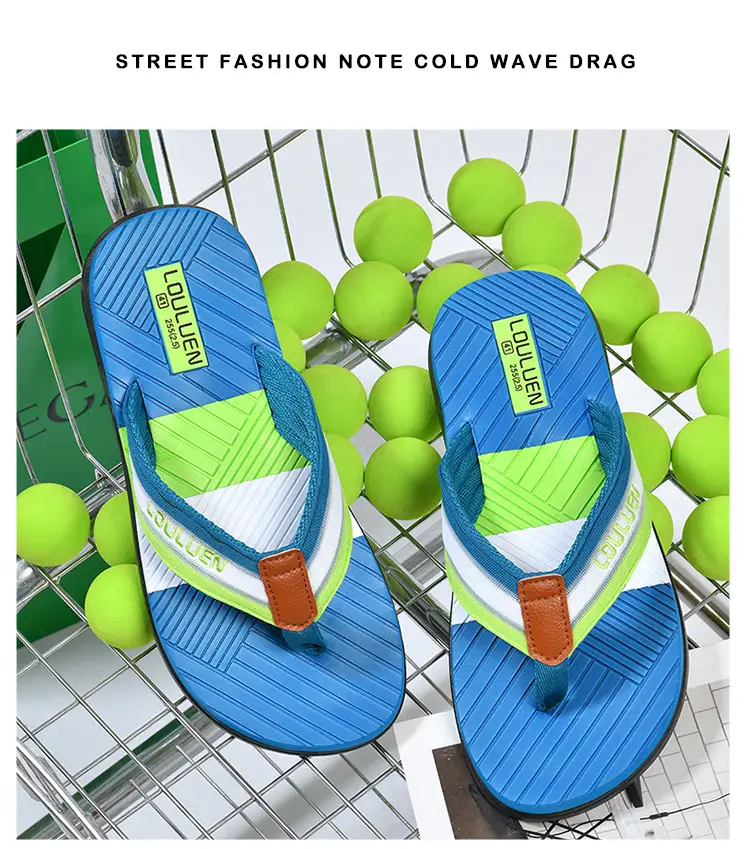 Men's Green Orange Beach Flip Flops Non-Slip Summer — feature 14