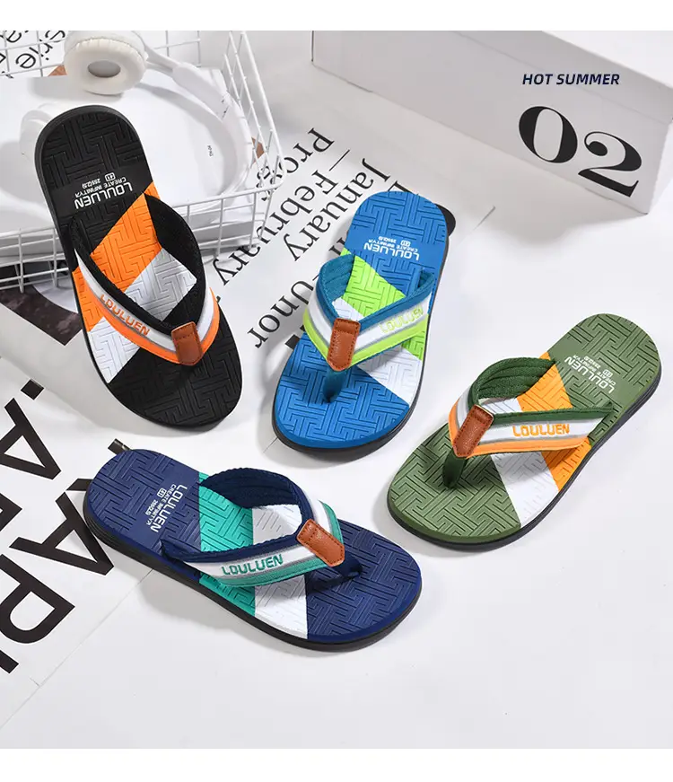 Men's Green Orange Beach Flip Flops Non-Slip Summer — feature 25
