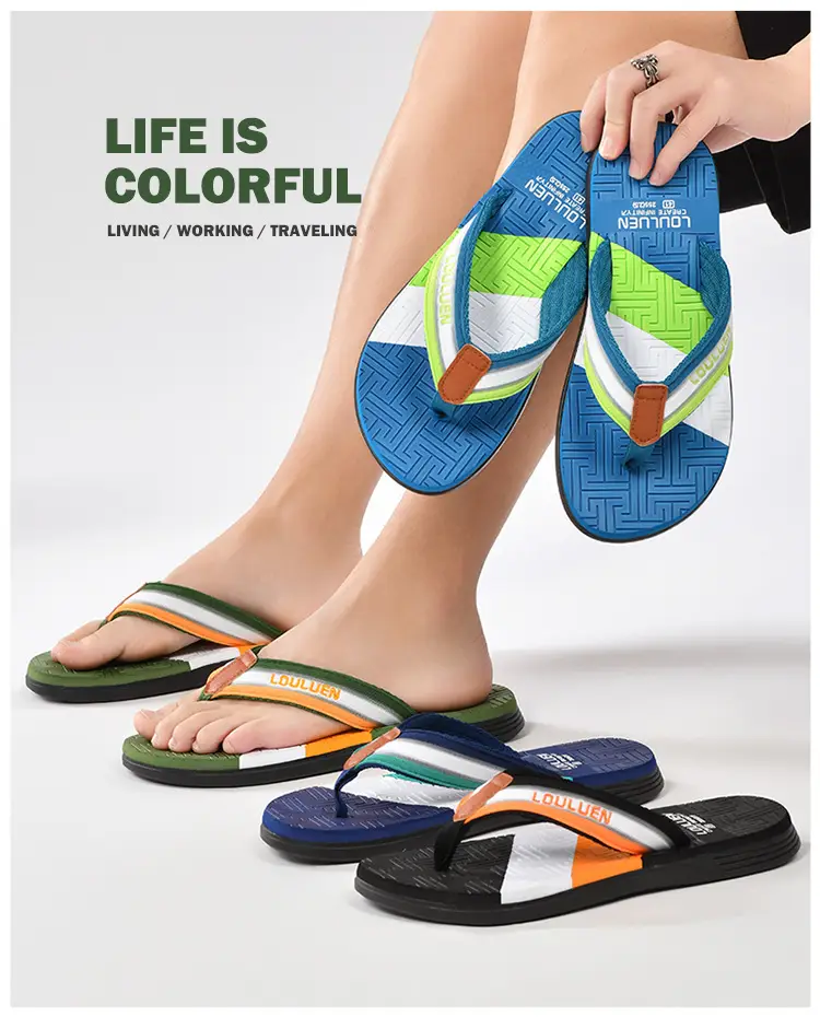 Men's Green Orange Beach Flip Flops Non-Slip Summer — feature 26