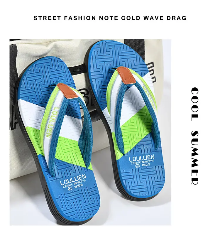 Men's Green Orange Beach Flip Flops Non-Slip Summer — feature 32
