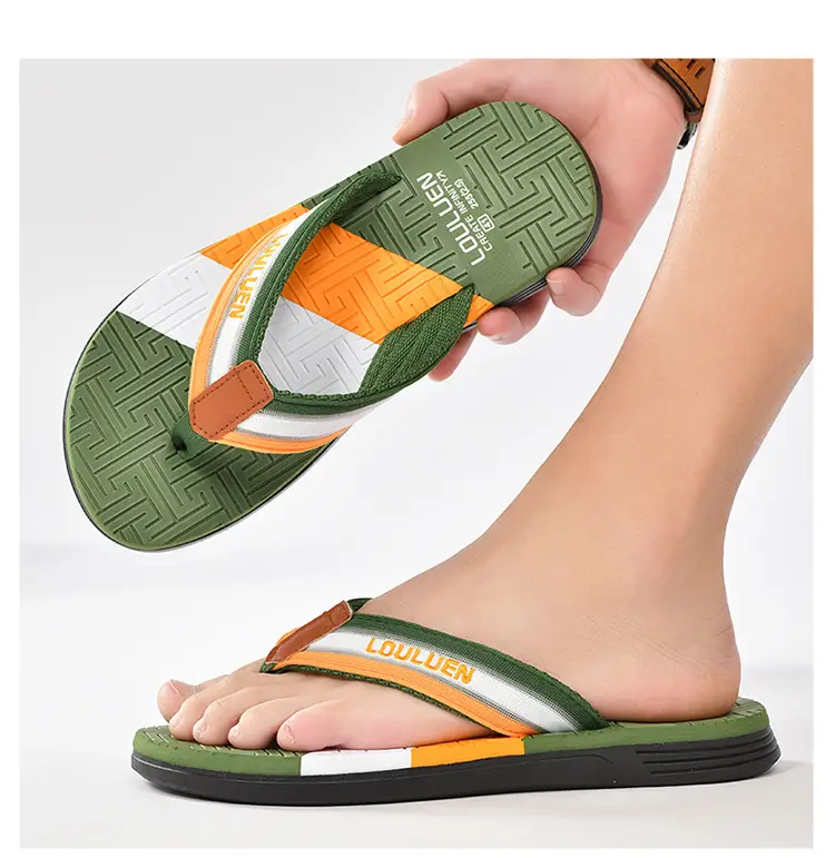 Men's Green Orange Beach Flip Flops Non-Slip Summer — feature 36