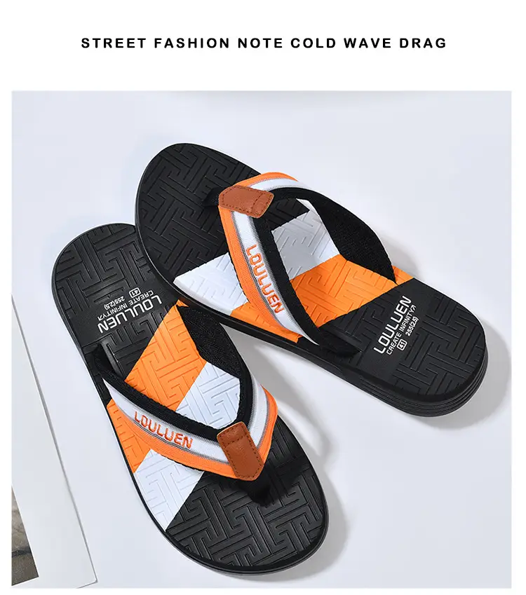Men's Green Orange Beach Flip Flops Non-Slip Summer — feature 37