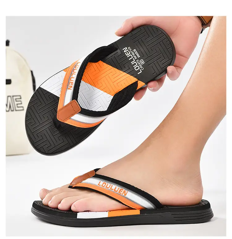 Men's Green Orange Beach Flip Flops Non-Slip Summer — feature 39
