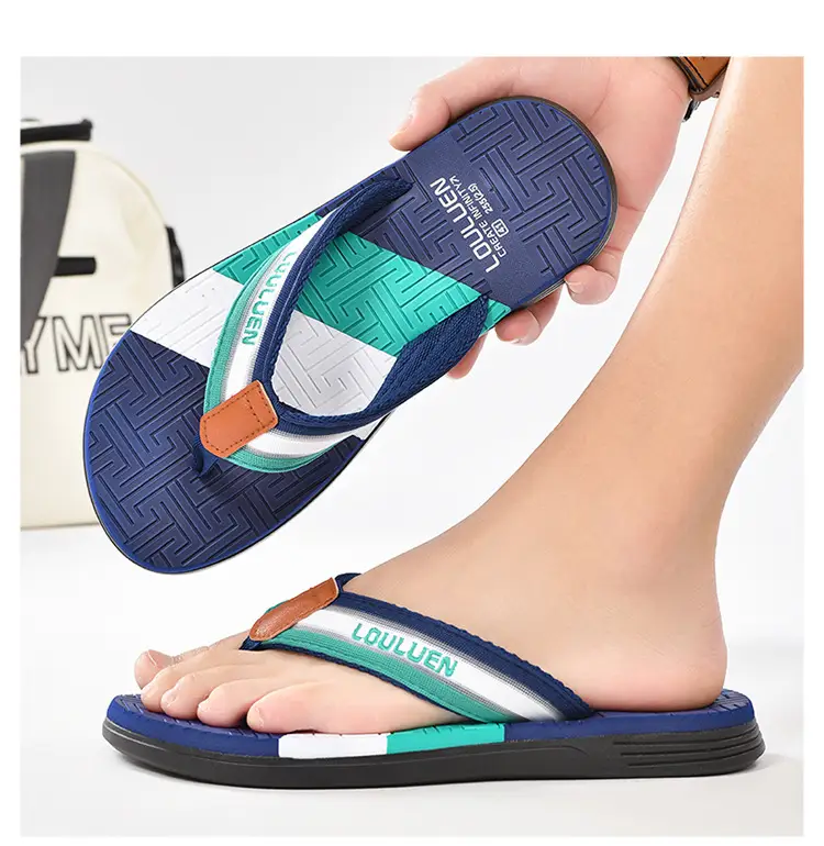 Men's Green Orange Beach Flip Flops Non-Slip Summer — feature 42