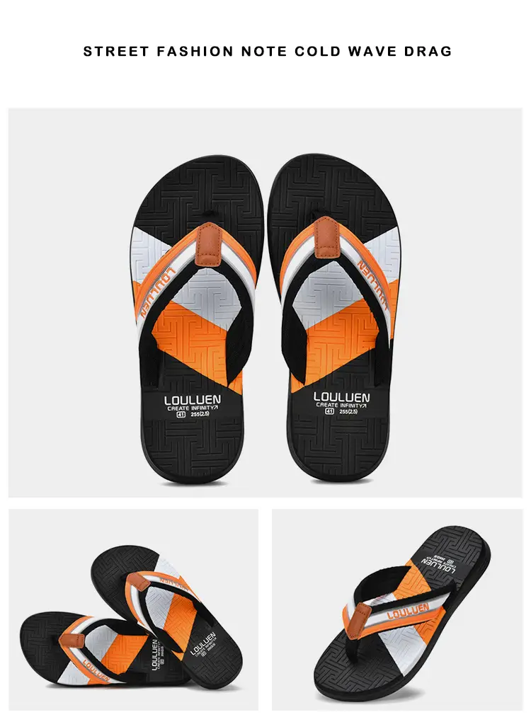 Men's Green Orange Beach Flip Flops Non-Slip Summer — feature 45
