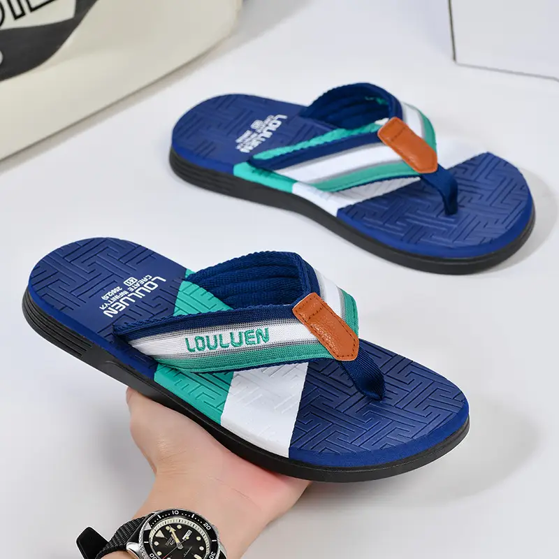 Men's Green Orange Beach Flip Flops Non-Slip Summer - Image 8