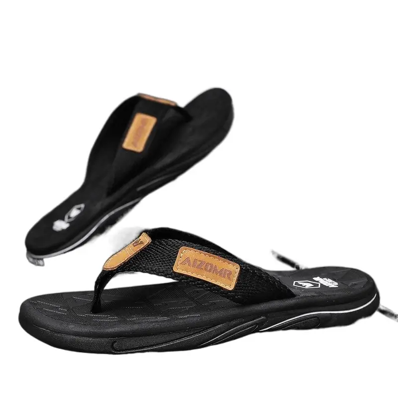 Men Green Slip-On Flip Flops Summer Casual Non-Slip