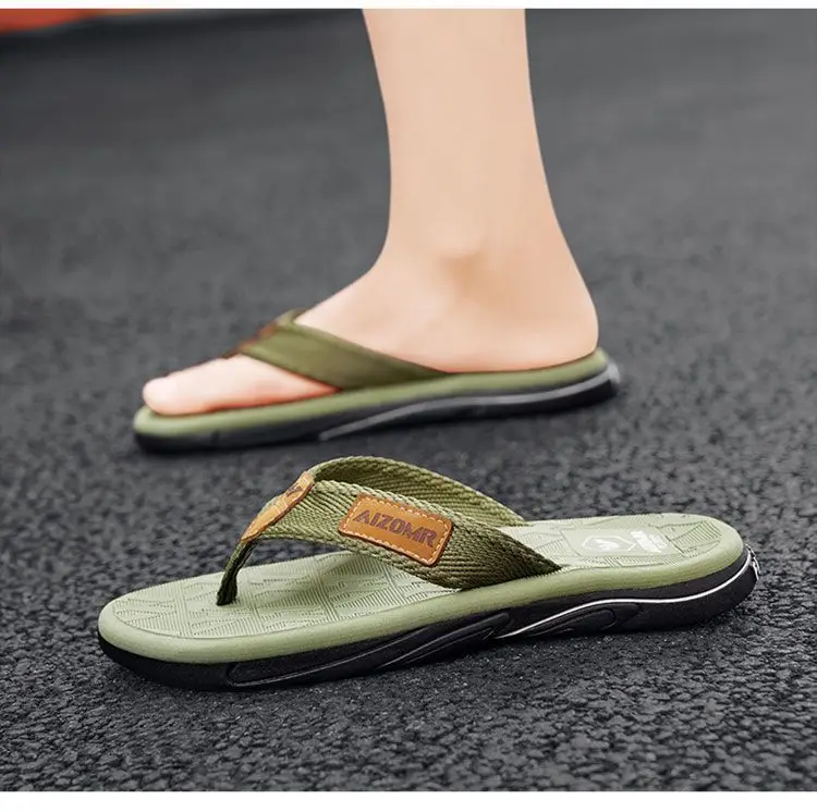 Men Green Slip-On Flip Flops Summer Casual Non-Slip — feature 10
