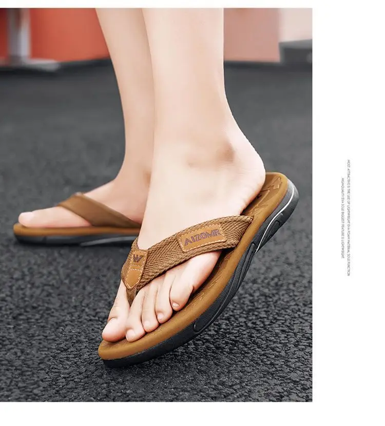 Men Green Slip-On Flip Flops Summer Casual Non-Slip — feature 15