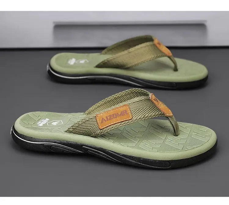Men Green Slip-On Flip Flops Summer Casual Non-Slip — feature 19