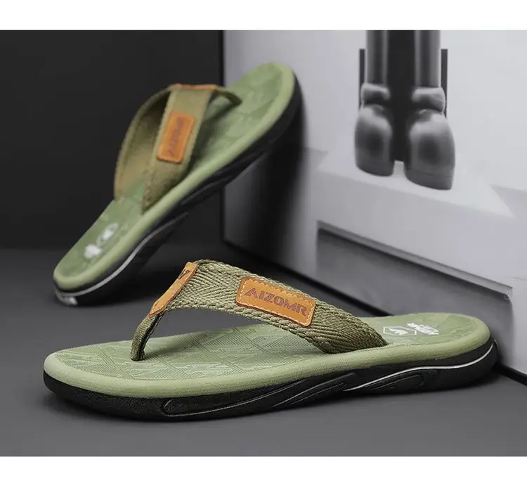 Men Green Slip-On Flip Flops Summer Casual Non-Slip — feature 20
