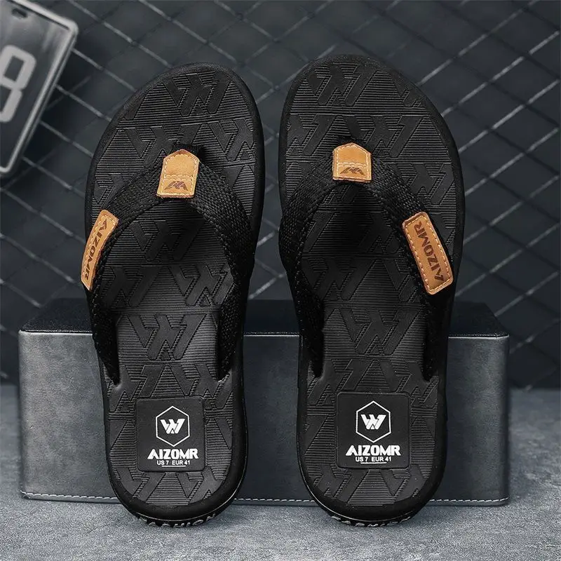 Men Green Slip-On Flip Flops Summer Casual Non-Slip
