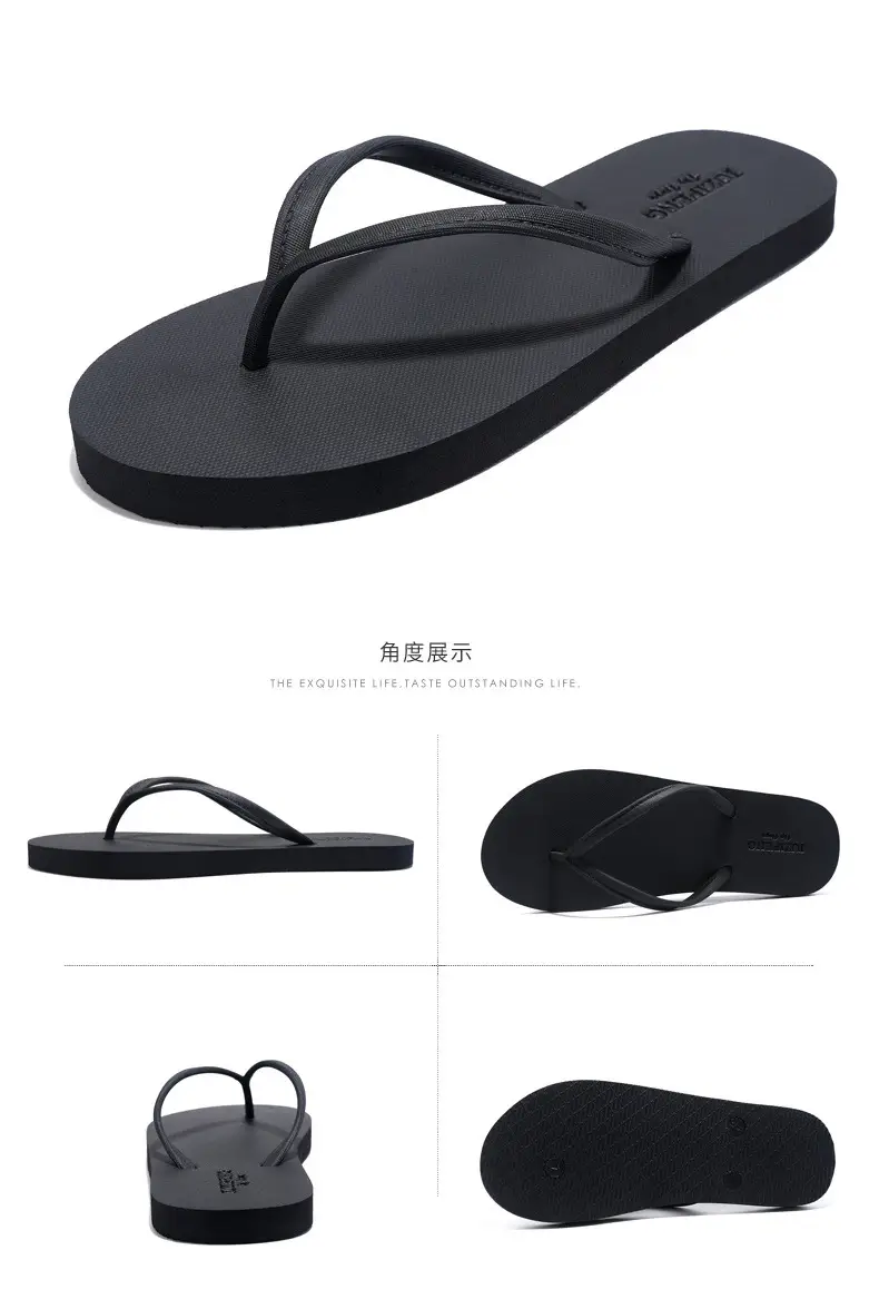 2024 Men Black Rubber Flip Flops Casual Sandals — feature 1