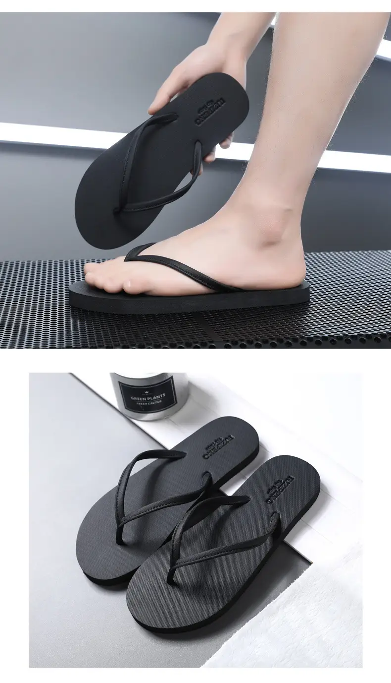 2024 Men Black Rubber Flip Flops Casual Sandals — feature 3