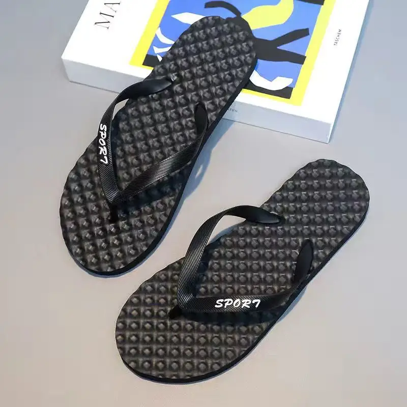 2024 Men Black Rubber Flip Flops Casual Sandals - Image 9