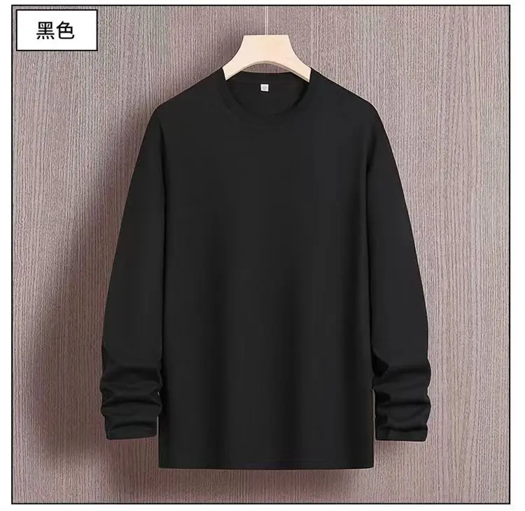 Black Long Sleeve T-Shirt Solid Color Base Layer Autumn Shirt — feature 19