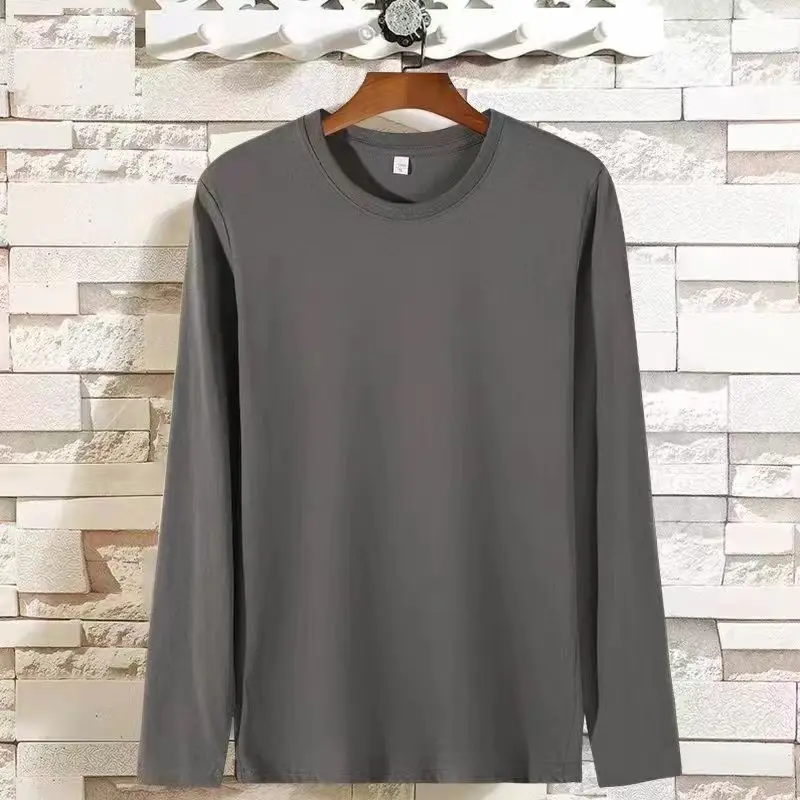 Black Long Sleeve T-Shirt Solid Color Base Layer Autumn Shirt - Image 2