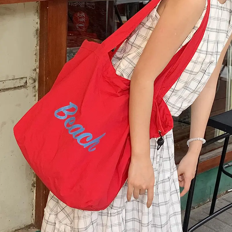 Women's Yellow Printed Nylon Shoulder Bag Large Capacity