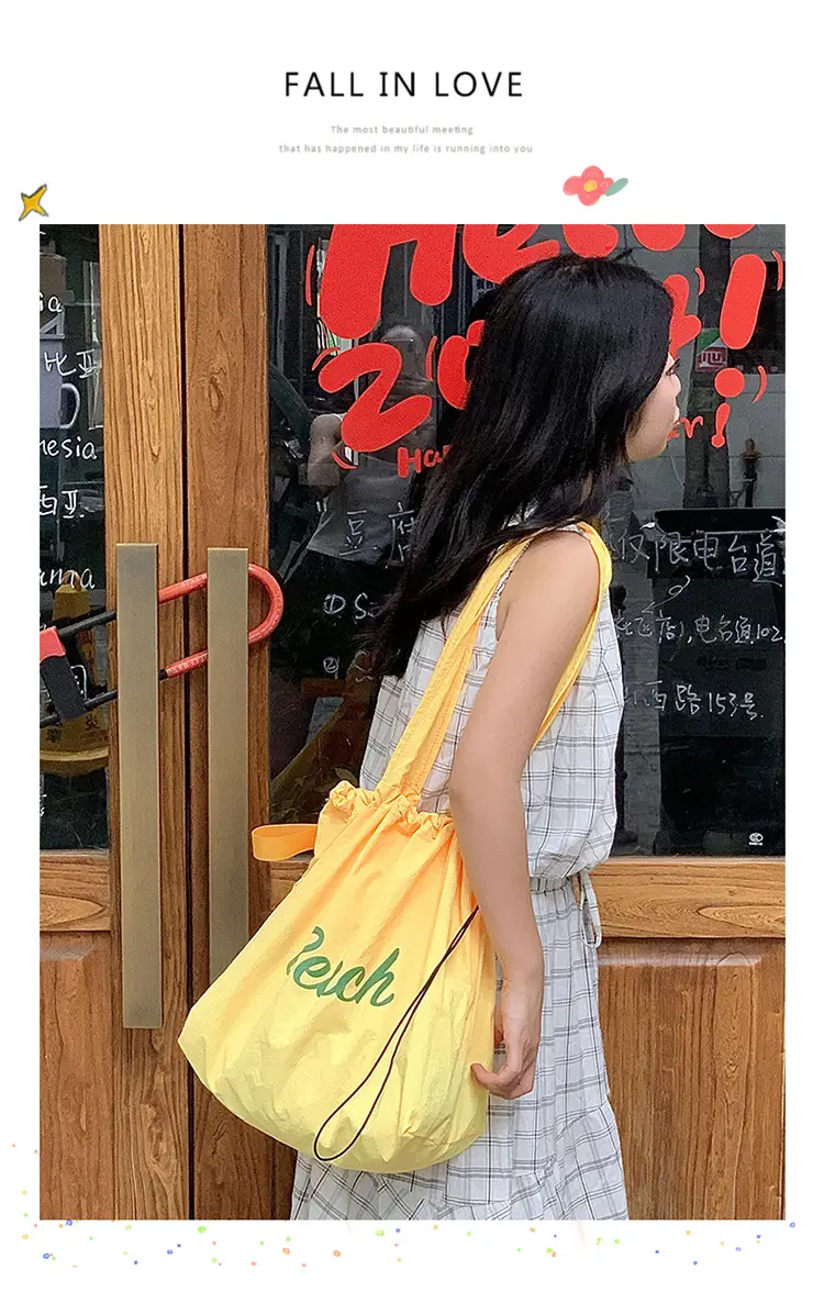 Women's Yellow Printed Nylon Shoulder Bag Large Capacity — feature 10