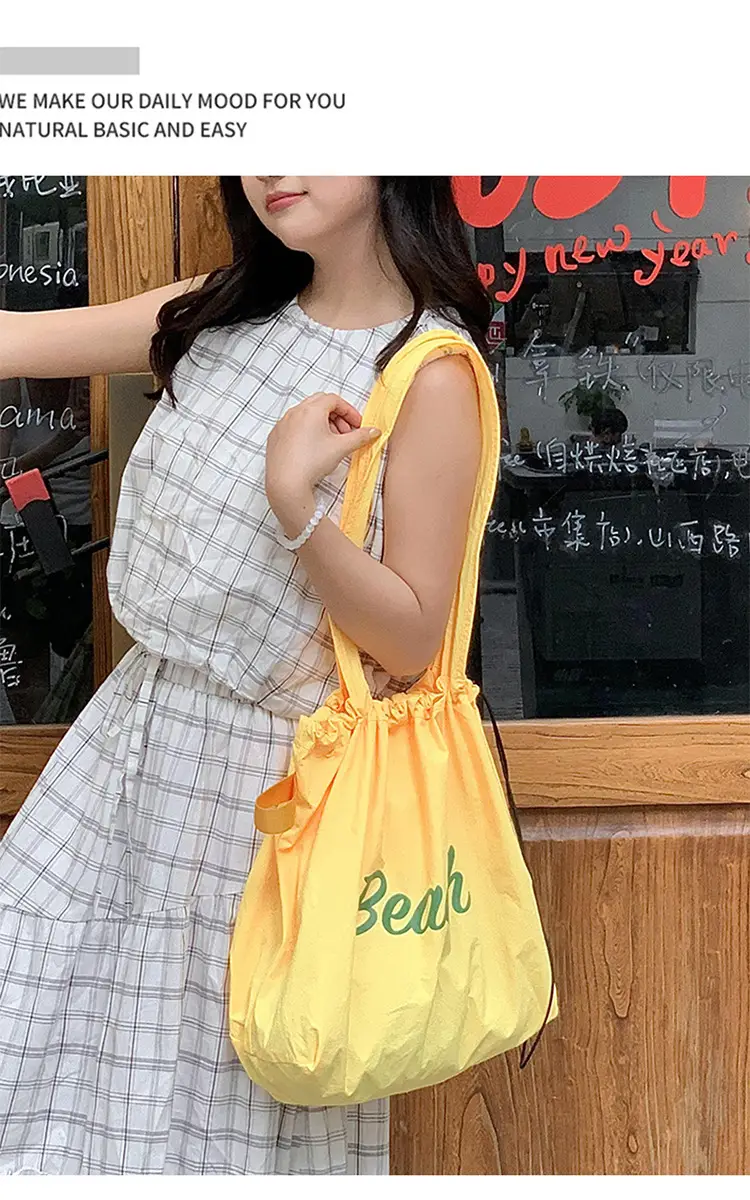 Women's Yellow Printed Nylon Shoulder Bag Large Capacity — feature 13