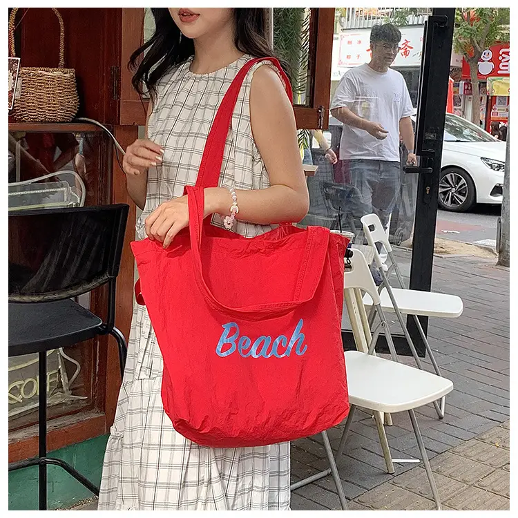 Women's Yellow Printed Nylon Shoulder Bag Large Capacity — feature 16