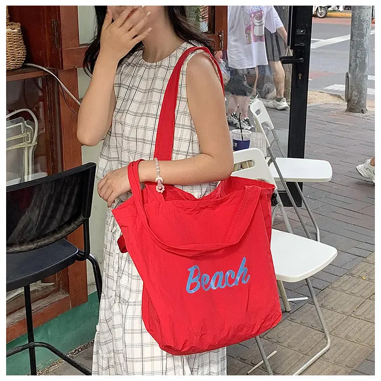 Women's Yellow Printed Nylon Shoulder Bag Large Capacity — feature 17