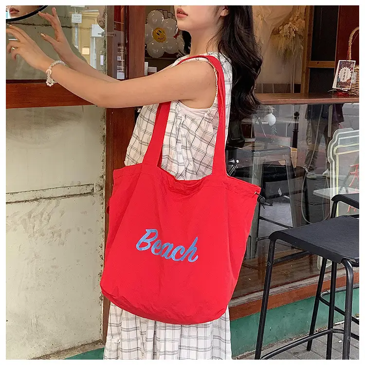 Women's Yellow Printed Nylon Shoulder Bag Large Capacity — feature 18