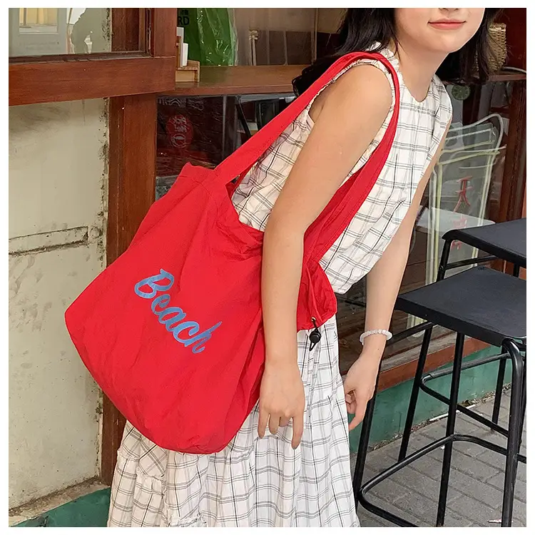 Women's Yellow Printed Nylon Shoulder Bag Large Capacity — feature 19