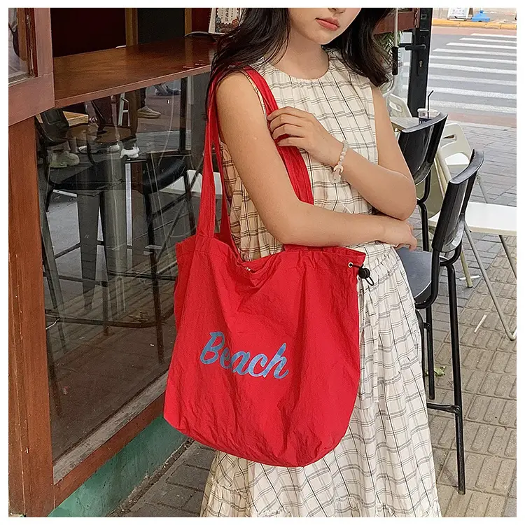 Women's Yellow Printed Nylon Shoulder Bag Large Capacity — feature 20