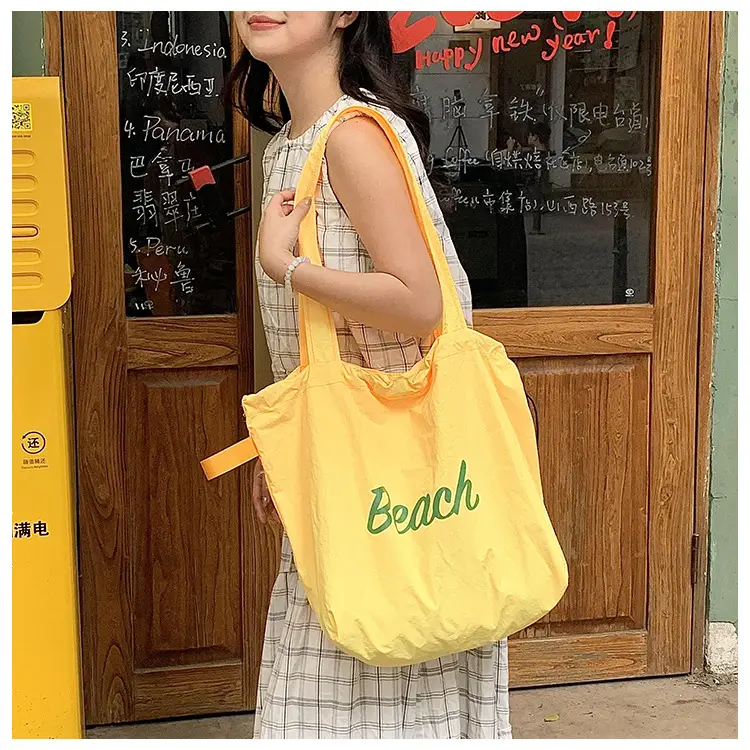 Women's Yellow Printed Nylon Shoulder Bag Large Capacity — feature 22