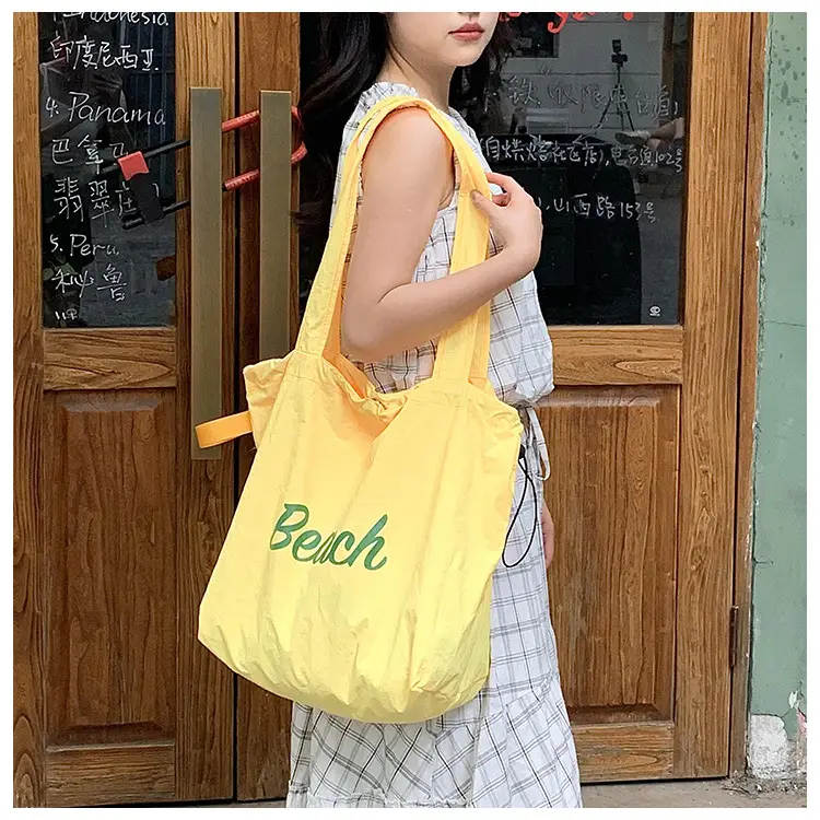 Women's Yellow Printed Nylon Shoulder Bag Large Capacity — feature 23