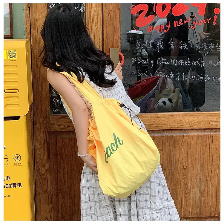 Women's Yellow Printed Nylon Shoulder Bag Large Capacity — feature 24