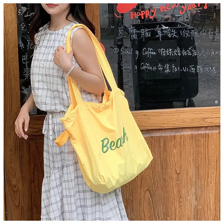 Women's Yellow Printed Nylon Shoulder Bag Large Capacity — feature 25