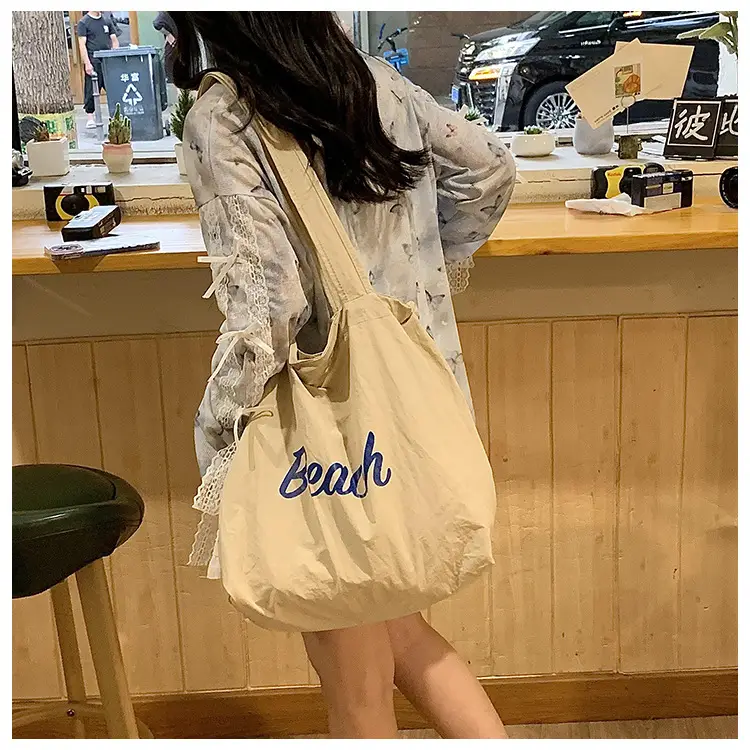 Women's Yellow Printed Nylon Shoulder Bag Large Capacity — feature 31