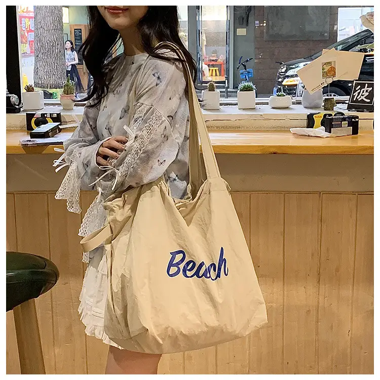 Women's Yellow Printed Nylon Shoulder Bag Large Capacity — feature 32